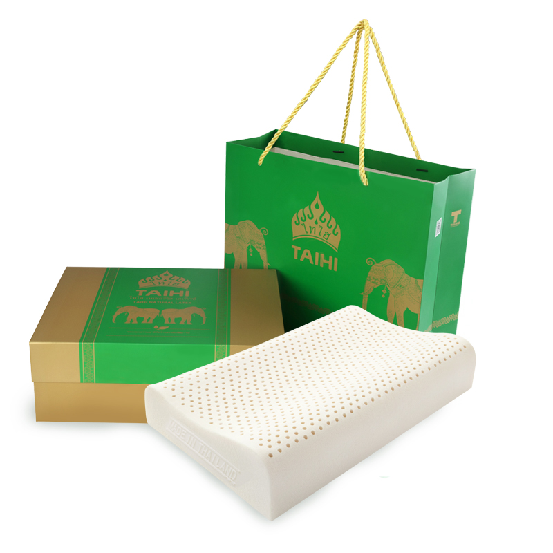 泰国原装进口天然乳胶枕头_高低平面枕礼盒装（10-12cm）