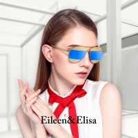 飞行员太阳镜女潮明星款 欧美EileenElisa 时尚个性撞色墨镜