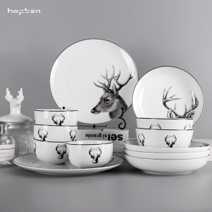 北欧陶瓷简约碗盘创意组合餐具套装家用碗碟碗筷汤碗盘餐具