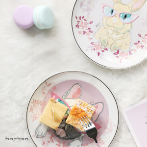 早餐盘卡通陶瓷餐具 可爱家用送礼甜品碟子日式动漫原型下午茶盘